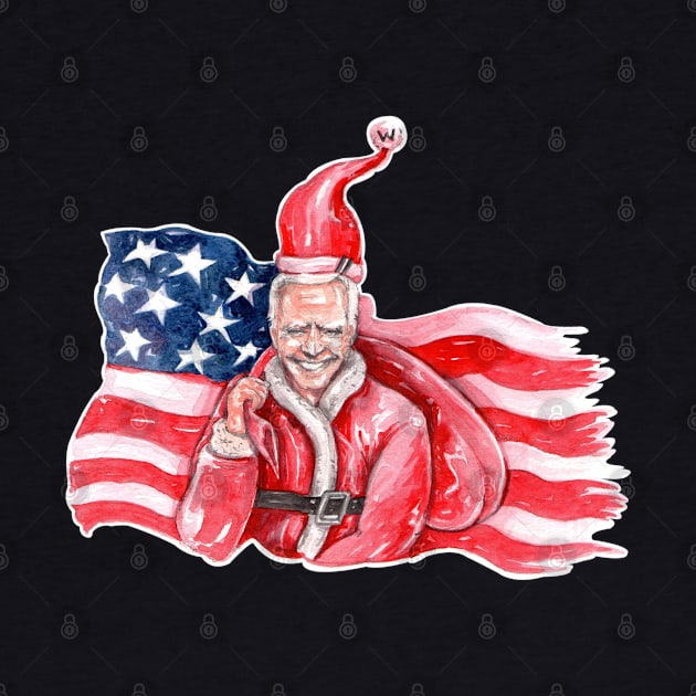 Joe Biden Santa Claus USA Flag Christmas Gift by BadDesignCo